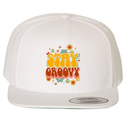 Floral Peaceful Vibes Embrace Positivity with Retro Flower Design Wool Snapback Cap