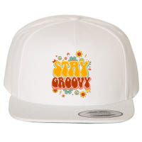 Floral Peaceful Vibes Embrace Positivity with Retro Flower Design Wool Snapback Cap