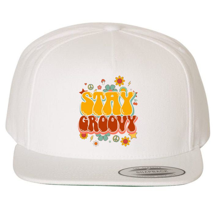 Floral Peaceful Vibes Embrace Positivity with Retro Flower Design Wool Snapback Cap