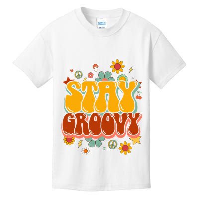 Floral Peaceful Vibes Embrace Positivity with Retro Flower Design Kids T-Shirt