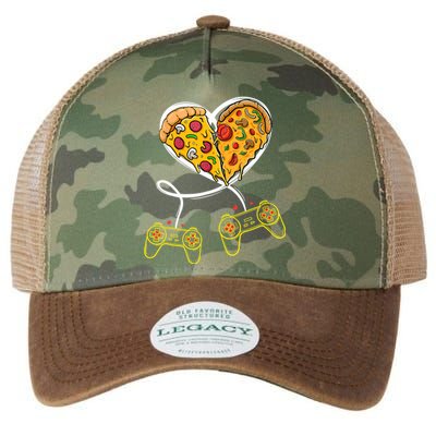 Funny Pizza Video Game Lover Gamer Valentines Day Couple Legacy Tie Dye Trucker Hat