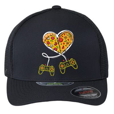 Funny Pizza Video Game Lover Gamer Valentines Day Couple Flexfit Unipanel Trucker Cap