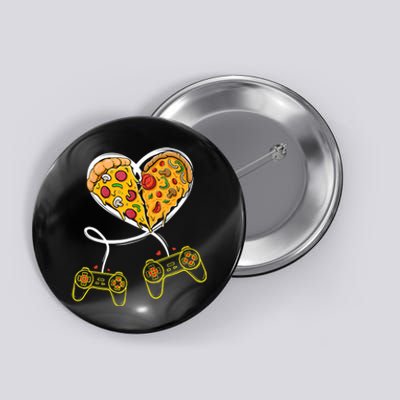 Funny Pizza Video Game Lover Gamer Valentines Day Couple Button