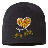 Funny Pizza Video Game Lover Gamer Valentines Day Couple Sustainable Beanie