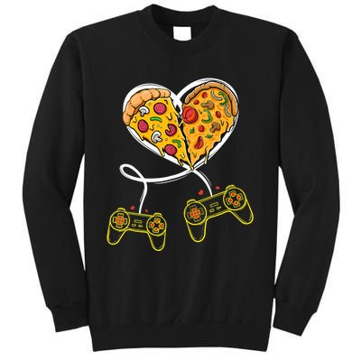 Funny Pizza Video Game Lover Gamer Valentines Day Couple Tall Sweatshirt