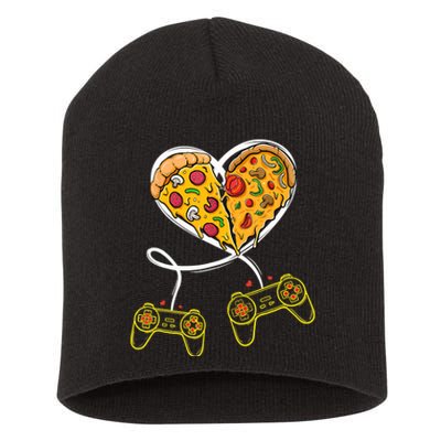 Funny Pizza Video Game Lover Gamer Valentines Day Couple Short Acrylic Beanie