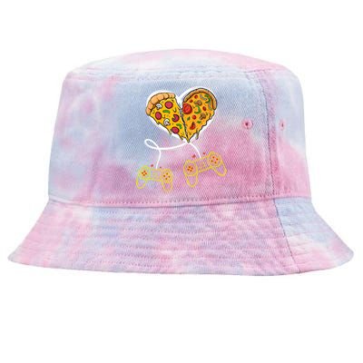 Funny Pizza Video Game Lover Gamer Valentines Day Couple Tie-Dyed Bucket Hat