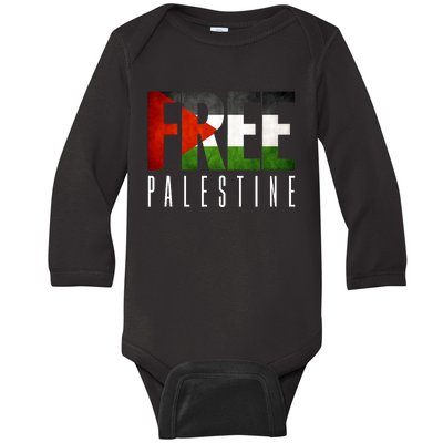 Free Palestine Vintage Design Baby Long Sleeve Bodysuit