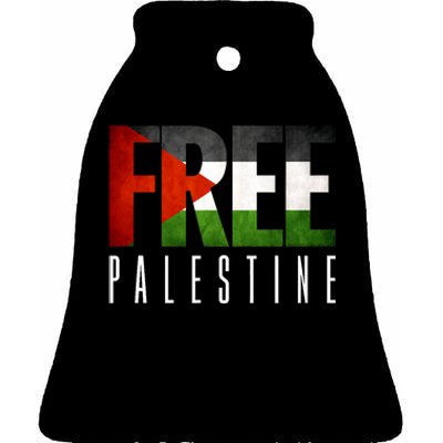 Free Palestine Vintage Design Ceramic Bell Ornament