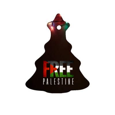 Free Palestine Vintage Design Ceramic Tree Ornament