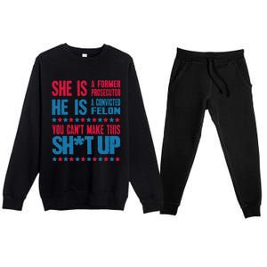 Former Prosecutor Vs Felon Pro Kamala Harris 2024 President Premium Crewneck Sweatsuit Set