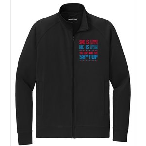 Former Prosecutor Vs Felon Pro Kamala Harris 2024 President Stretch Full-Zip Cadet Jacket