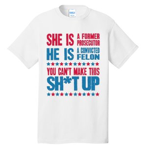 Former Prosecutor Vs Felon Pro Kamala Harris 2024 President Tall T-Shirt