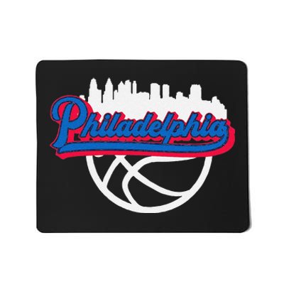 Funny Philadelphia Vintage Basketball Script City Skyline Fan Mousepad