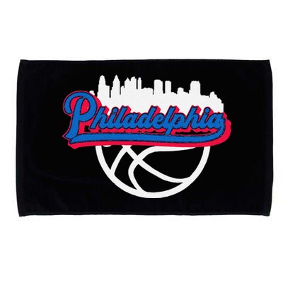 Funny Philadelphia Vintage Basketball Script City Skyline Fan Microfiber Hand Towel