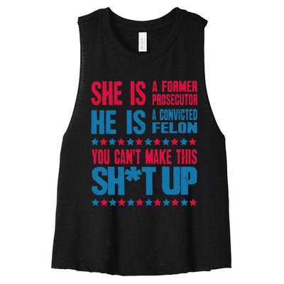 Former Prosecutor Vs Felon Pro Kamalaharris 2024 President Women's Racerback Cropped Tank