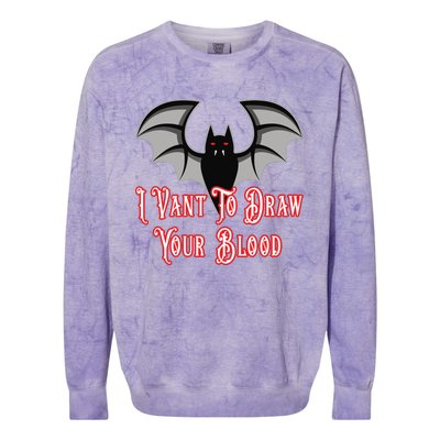 Funny Phlebotomist Vampire Bat Phlebotomy Saying Colorblast Crewneck Sweatshirt