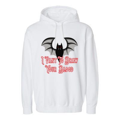 Funny Phlebotomist Vampire Bat Phlebotomy Saying Garment-Dyed Fleece Hoodie