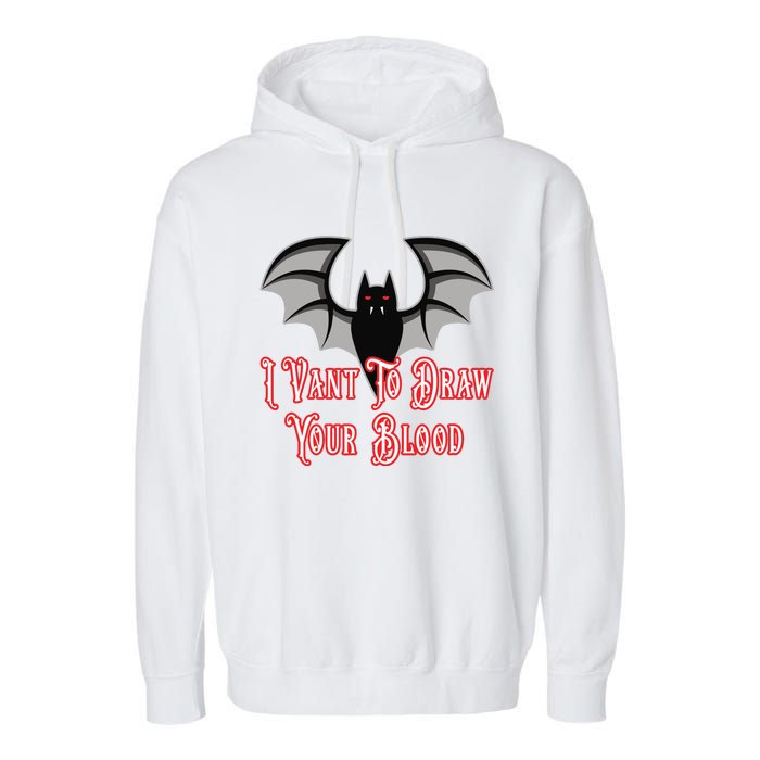 Funny Phlebotomist Vampire Bat Phlebotomy Saying Garment-Dyed Fleece Hoodie