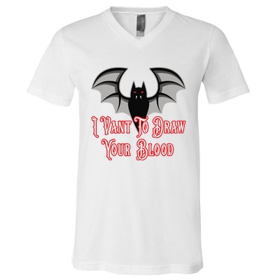 Funny Phlebotomist Vampire Bat Phlebotomy Saying V-Neck T-Shirt