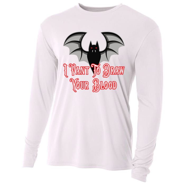 Funny Phlebotomist Vampire Bat Phlebotomy Saying Cooling Performance Long Sleeve Crew