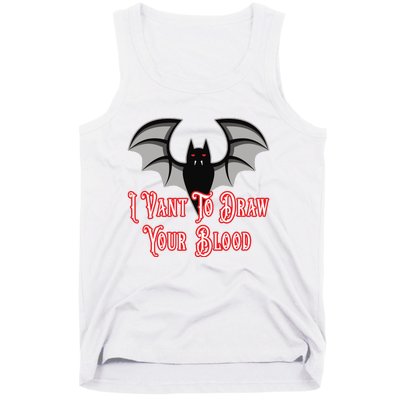 Funny Phlebotomist Vampire Bat Phlebotomy Saying Tank Top