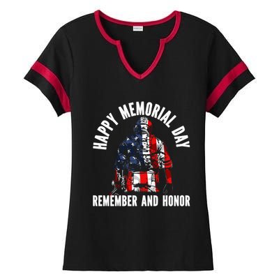 Freedom Patriotic Veteran Usa Flag American Memorial Day Gift Ladies Halftime Notch Neck Tee