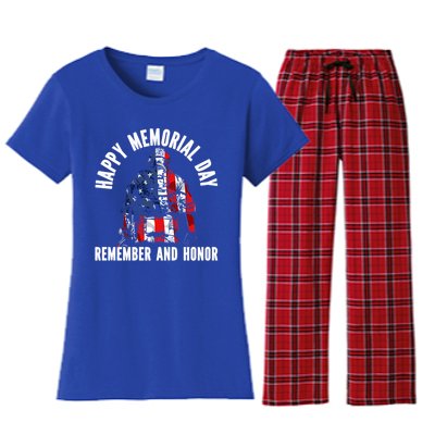 Freedom Patriotic Veteran Usa Flag American Memorial Day Gift Women's Flannel Pajama Set