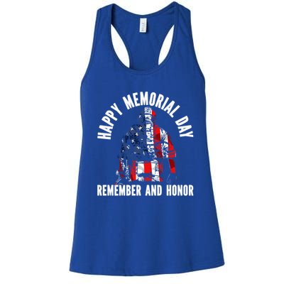 Freedom Patriotic Veteran Usa Flag American Memorial Day Gift Women's Racerback Tank