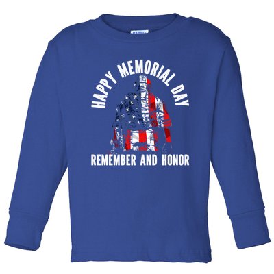 Freedom Patriotic Veteran Usa Flag American Memorial Day Gift Toddler Long Sleeve Shirt