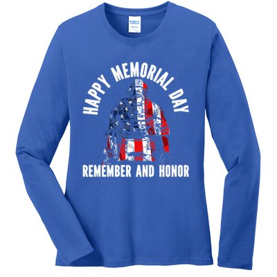 Freedom Patriotic Veteran Usa Flag American Memorial Day Gift Ladies Long Sleeve Shirt