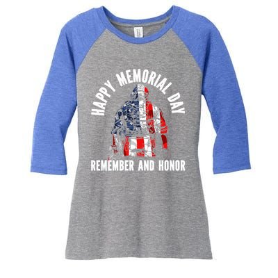 Freedom Patriotic Veteran Usa Flag American Memorial Day Gift Women's Tri-Blend 3/4-Sleeve Raglan Shirt