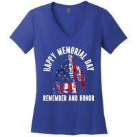 Freedom Patriotic Veteran Usa Flag American Memorial Day Gift Women's V-Neck T-Shirt