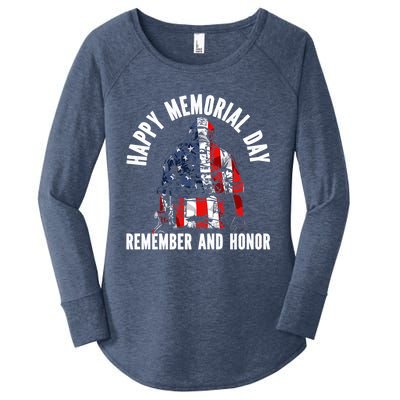 Freedom Patriotic Veteran Usa Flag American Memorial Day Gift Women's Perfect Tri Tunic Long Sleeve Shirt