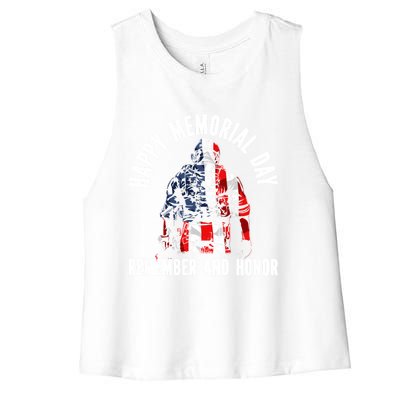 Freedom Patriotic Veteran Usa Flag American Memorial Day Gift Women's Racerback Cropped Tank