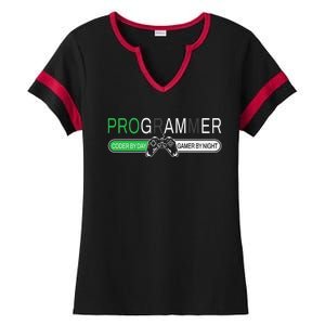 Funny Programmer Video Game Lover Gamer Dad Ladies Halftime Notch Neck Tee