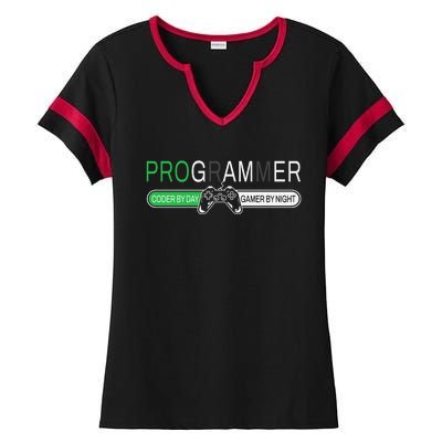 Funny Programmer Video Game Lover Gamer Dad Ladies Halftime Notch Neck Tee