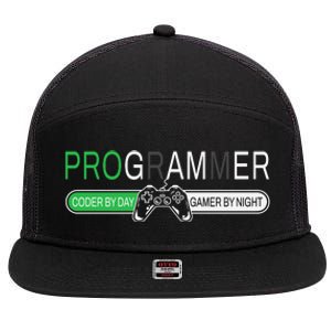 Funny Programmer Video Game Lover Gamer Dad 7 Panel Mesh Trucker Snapback Hat