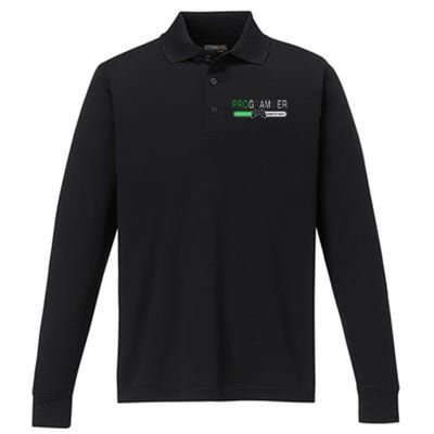 Funny Programmer Video Game Lover Gamer Dad Performance Long Sleeve Polo