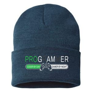 Funny Programmer Video Game Lover Gamer Dad Sustainable Knit Beanie