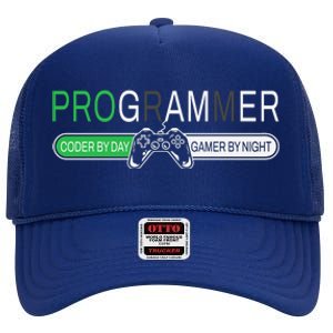 Funny Programmer Video Game Lover Gamer Dad High Crown Mesh Back Trucker Hat