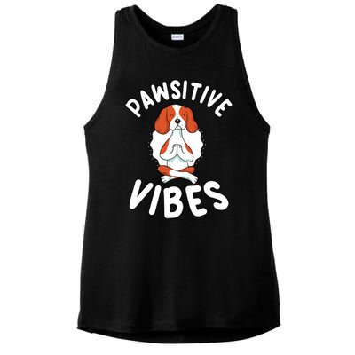 Funny Pawsitive Vibes Pun Cute Yoga Dog Beagle Lovers Cute Gift Ladies PosiCharge Tri-Blend Wicking Tank