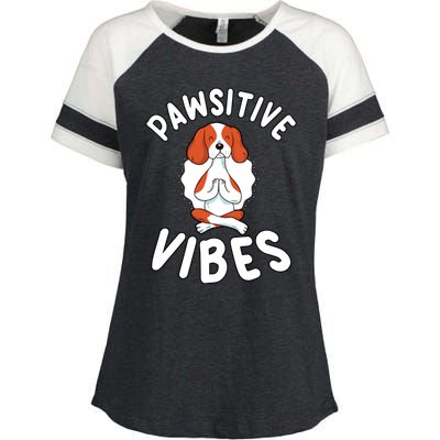 Funny Pawsitive Vibes Pun Cute Yoga Dog Beagle Lovers Cute Gift Enza Ladies Jersey Colorblock Tee