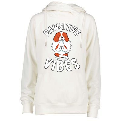 Funny Pawsitive Vibes Pun Cute Yoga Dog Beagle Lovers Cute Gift Womens Funnel Neck Pullover Hood