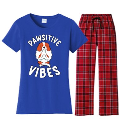 Funny Pawsitive Vibes Pun Cute Yoga Dog Beagle Lovers Cute Gift Women's Flannel Pajama Set