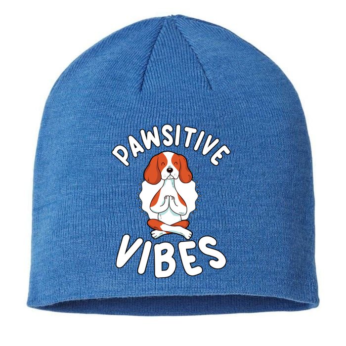 Funny Pawsitive Vibes Pun Cute Yoga Dog Beagle Lovers Cute Gift Sustainable Beanie