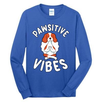 Funny Pawsitive Vibes Pun Cute Yoga Dog Beagle Lovers Cute Gift Tall Long Sleeve T-Shirt