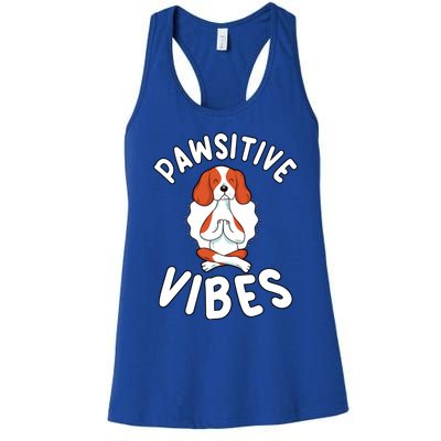 Funny Pawsitive Vibes Pun Cute Yoga Dog Beagle Lovers Cute Gift Women's Racerback Tank