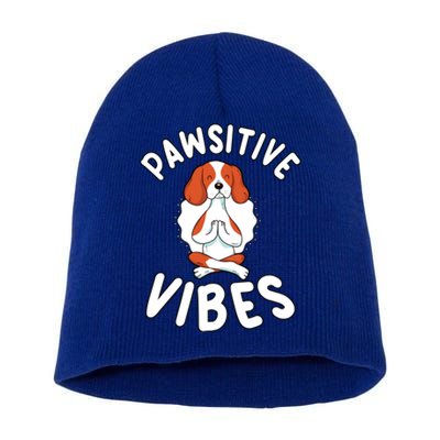 Funny Pawsitive Vibes Pun Cute Yoga Dog Beagle Lovers Cute Gift Short Acrylic Beanie