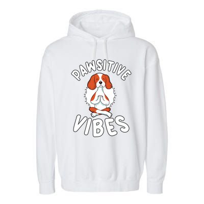 Funny Pawsitive Vibes Pun Cute Yoga Dog Beagle Lovers Cute Gift Garment-Dyed Fleece Hoodie